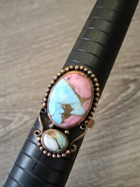 Ring Cotton Candy Stones On Copper Adjustable Band 7-8-9-10